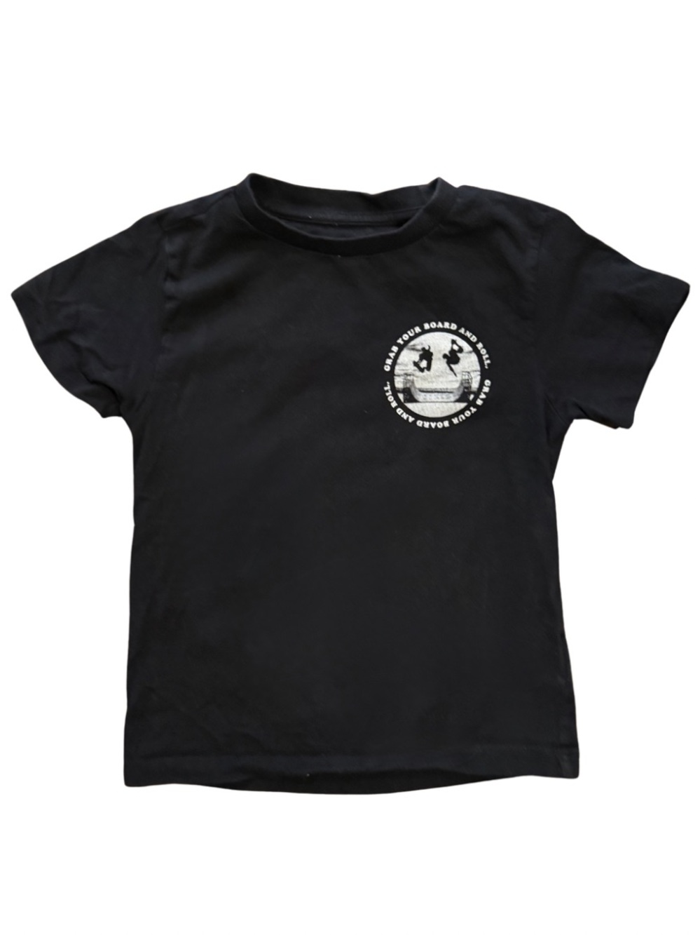 Tony Hawk Black Skater Boys Black and White T-Shirt boys size 4 EUC